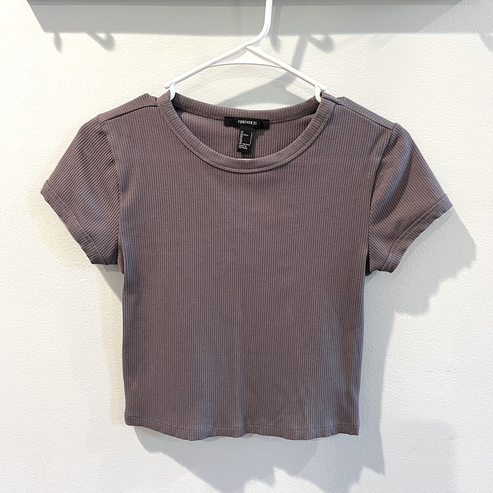 Forever 21 Grey Fitted Baby Tee
